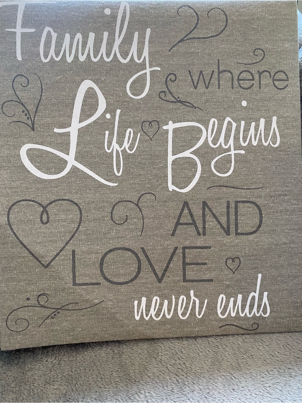 New ‘Family where Life begins and love never ends’ photo album. 12-1/2”x 13-1/2”
